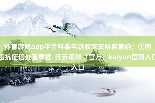 体育游戏app平台科泰电源收深交所监管函；　　⑦因违抗征信处置章程-开云滚球「官方」kaiyun官网入口