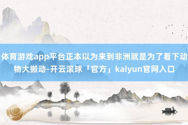体育游戏app平台正本以为来到非洲就是为了看下动物大搬动-开云滚球「官方」kaiyun官网入口