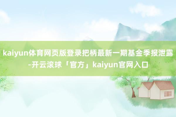 kaiyun体育网页版登录把柄最新一期基金季报泄露-开云滚球「官方」kaiyun官网入口